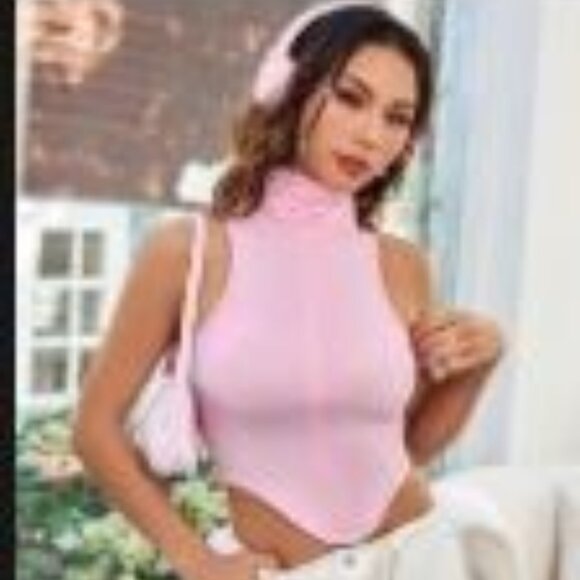 Pink Turtleneck Crop - Picture 1 of 1